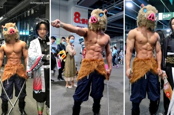 Guy Nails Inosuke Cosplay, Attracts Even More People After Taking Off The Mask
