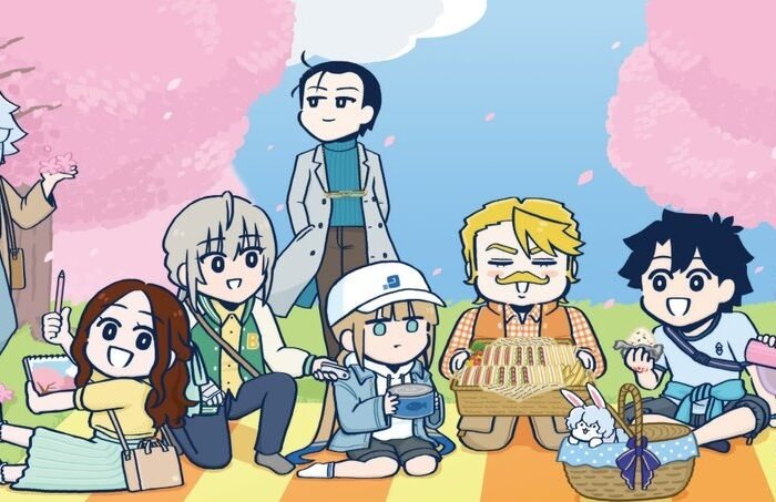 Anime’s ‘Fujimaru Ritsuka wa Shikaimai’ shop is in Ikebukuro, where Fujimaru, Oberon, and others enjoy cherry blossom viewing.